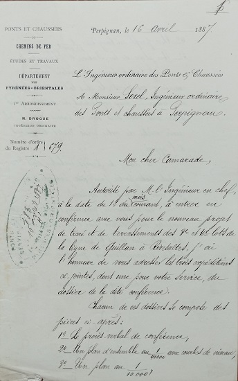 16 avril 1887 - Envoi des documents nécessaires pour assister à la conférence