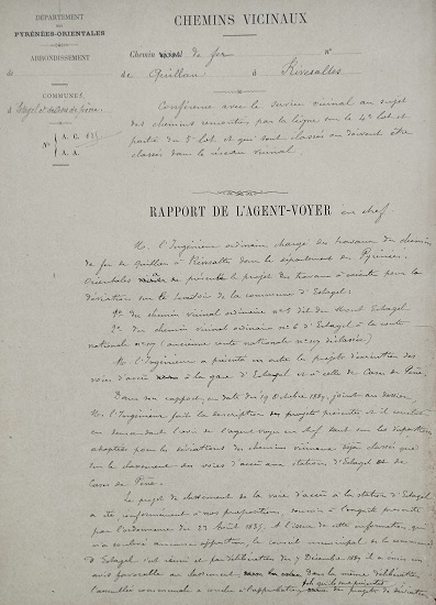 9 novembre 1889 - 6 janvier 1890 - Rapport de l'agent voyer en chef sur les déviation sur le territoire d'Estagel - 1