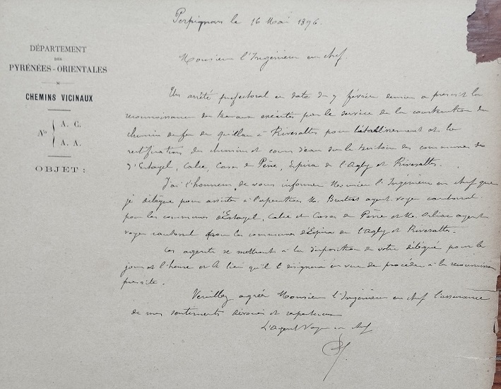 15 mai 1896 - Rappel du courrier du 5
