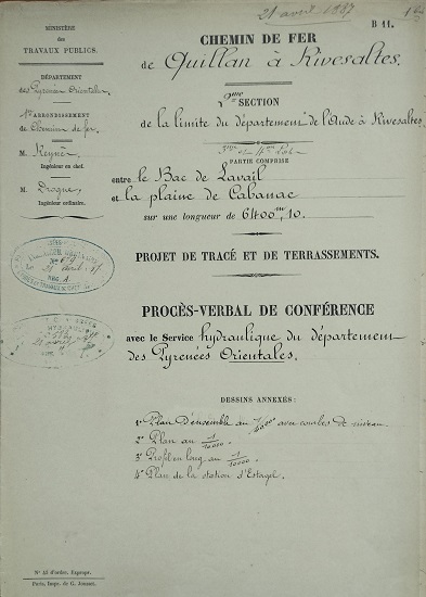 21 avril 1887 - Procès-verbal de conférence avec le service hydraulique du département des Pyrénées Orientales - entre le Bac de Lavail et la plaine de Cabanac - 1