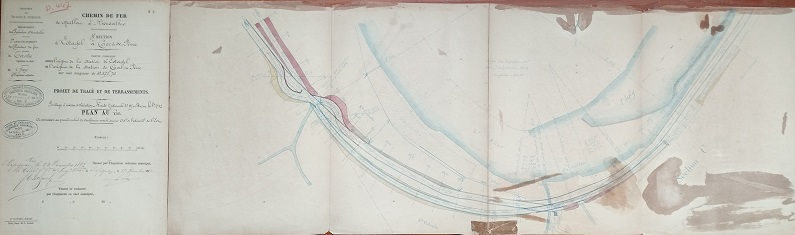 23 décembre 1892 - Projet de tracé et de terrassement - Passage à niveau et déviation - Route nationale n°117 - Borne Kilométrique n°12 - 1