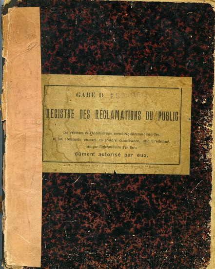 Registre des réclamations de la gare d'Estagel - 1