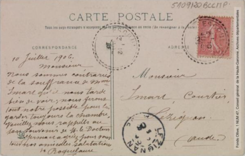 La vallée de l'Aude. 124. Carcanières : les établissements / [photographie Amédée Trantoul (1837-1910)]. - Toulouse : phototypie Labouche frères, marque LF au verso, [entre 1905 et 1925]. - Carte postale (1905/1925) - verso