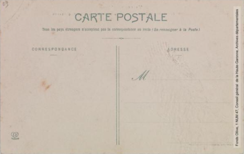 Vallée de l'Aude. 125. Carcanières : établissement thermal de Roquelaure / [photographie Amédée Trantoul (1837-1910)]. - Toulouse : phototypie Labouche frères, marque LF au verso, [entre 1905 et 1925]. - Carte postale (1905/1925) - verso