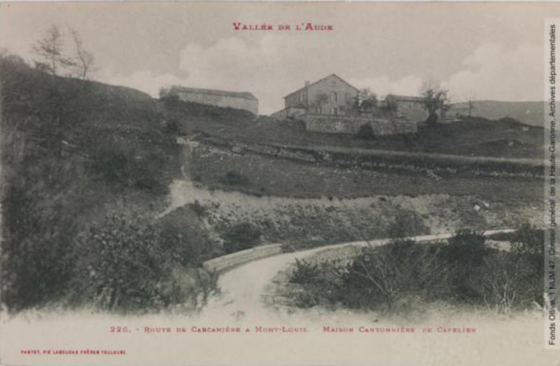 Vallée de l'Aude. 226. Route de Carcanière [Carcanières] : maison cantonnière de Capelier / [photographie Henri Jansou (1874-1966)]. - Toulouse : phototypie Labouche frères, marque LF au verso, [entre 1905 et 1925]. - Carte postale (1905/1925) - recto