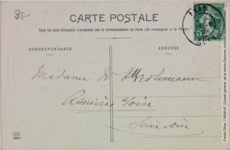 La vallée de l'Aude. 26. Escouloubre et Carcanières : défilé de la route, vers Mont-Louis / [photographie Henri Jansou (1874-1966)]. - Toulouse : phototypie Labouche frères, marque LF au verso, [entre 1905 et 1925]. - Carte postale (1905/1925) - verso