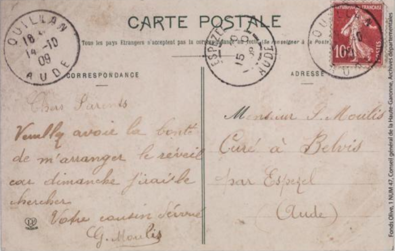 Vallée de l'Aude. 336. Route de Carcanières : deuxième cascade de l'Aguzou. - Toulouse : phototypie Labouche frères, marque LF au verso, [entre 1909 et 1925]. - Carte postale (1909/1925) - verso