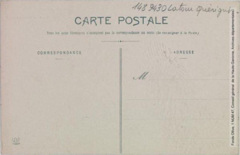 Vallée de l'Aude. 339. Route de Carcanières. Barrage de Campagnac. - Toulouse : phototypie Labouche frères, marque LF au verso, [entre 1909 et 1925]. - Carte postale (1909/1925) - verso