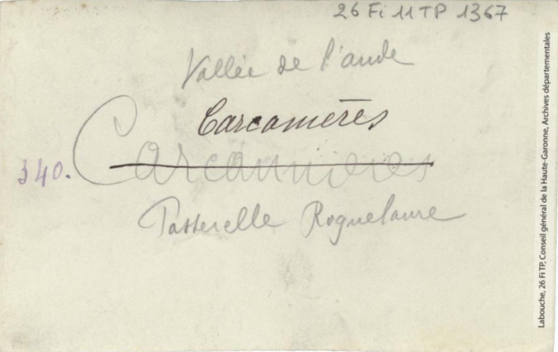 Vallée de l'Aude. 340. Carcanières : passerelle Roquelaure. - Toulouse : maison Labouche frères, [entre 1900 et 1940]. - Photographie (1900/1940) - verso