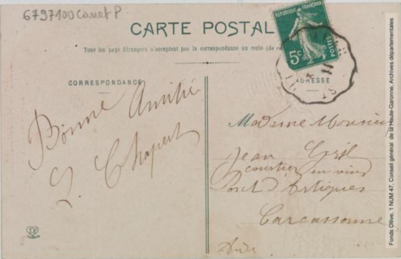 Vallée de l'Aude. 341. Escouloubre-les-Bains : source. - Toulouse : phototypie Labouche frères, marque LF au verso, [entre 1909 et 1925]. - Carte postale (1909/1925) - verso