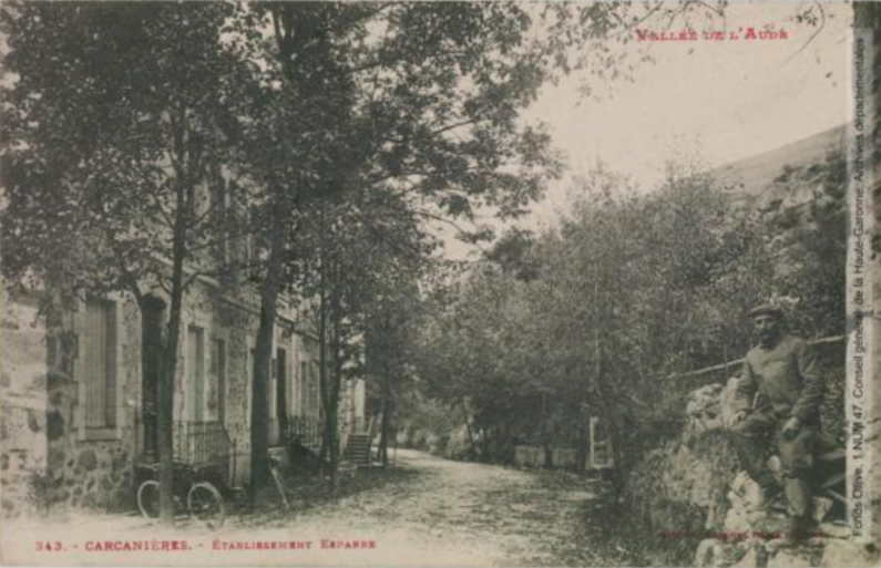 Vallée de l'Aude. 343. Carcanières : établissement Esparre. - Toulouse : phototypie Labouche frères, marque LF au verso, [entre 1909 et 1925]. - Carte postale (1909/1925) - recto