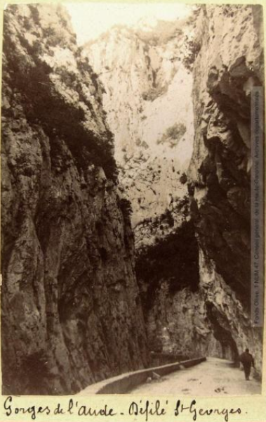 Gorges de l'Aude. Défilé Saint-Georges. - 11-14 juillet 1897. - Photographie - collection de Pierre Olive - Excursion de la Tortue p1