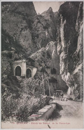 Vallée de l'Aude 116 -Quillan -entrée du tunnel de la Pierre-Lys -Toulouse -phototypie Labouche frères, marque LF au verso 1918-1937 -CPA p1