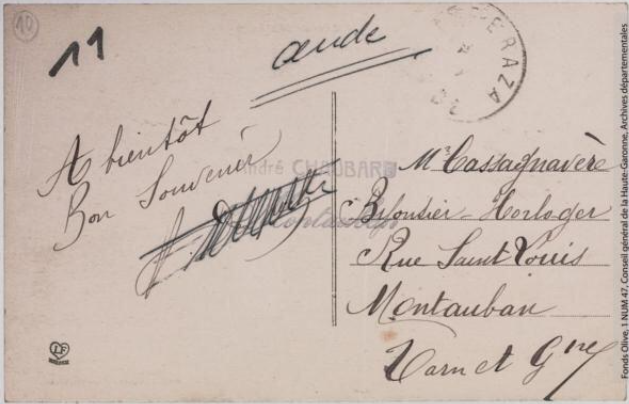 Vallée de l'Aude 140 -La Pierre-Lys -sortie du défilé vers Quillan -Toulouse -phototypie Labouche frères, marque LF au verso 1918-1937 -CPA p2 verso