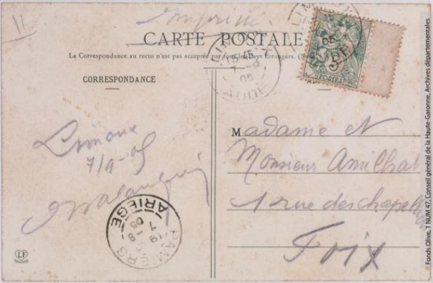 Vallée de l'Aude 140 -La route dans le défilé de la Pierre-Lys, près Quillan -photo Amédée Trantoul 1837-1910 -Toulouse -phototypie Labouche frères, marque LF au verso 1904-1925-CPA p2 verso