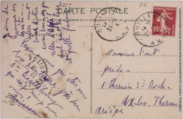 Vallée de l'Aude 141 -Défilé de la route avant l'entrée de la Pierre-Lys -Toulouse -phototypie Labouche frères, marque LF au verso 1909 et 1925 -CPA p2 verso