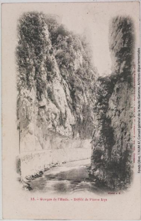Vallée de l'Aude 15 -Gorges de l'Aude- défilé de Pierre-Lys -photo Amédée Trantoul 1837-1910 -Labouche frères 1900-1904 -CPA Sites et monuments du Sud-Ouest 4e série p1