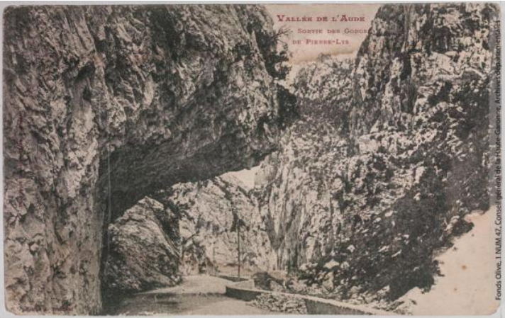 Vallée de l'Aude 16 -Sortie des gorges de Pierre-Lys photo Amédée Trantoul 1837-1910 -Toulouse -phototypie Labouche frères 1900-1904 -CPA p1