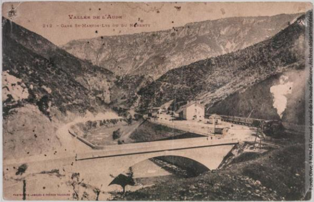 Vallée de l'Aude 212 -Gare Saint-Martin-Lys ou du Rébenty -photo Henri Jansou 1874-1966 -Toulouse -phototypie Labouche frères, marque LF au verso 1905-1925 -CPA p1
