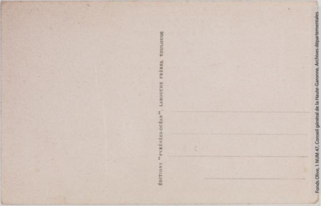 Vallée de l'Aude 215 -La Pierre-Lys -entrée du défilé -trou du curé -Toulouse -éditions Pyrénées-Océan, Labouche frères 1937-1950 -CPA p2 verso