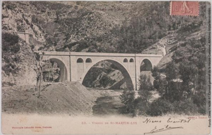 Vallée de l'Aude 53 -Viaduc de Saint-Martin-Lys -photo Amédée Trantoul 1837-1910 -Toulouse -phototypie Labouche frères 1900-1904 -CPA p1