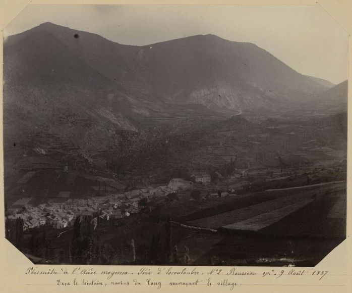 Escouloubre (Aude) :  Ravins du Long menaçant le village
