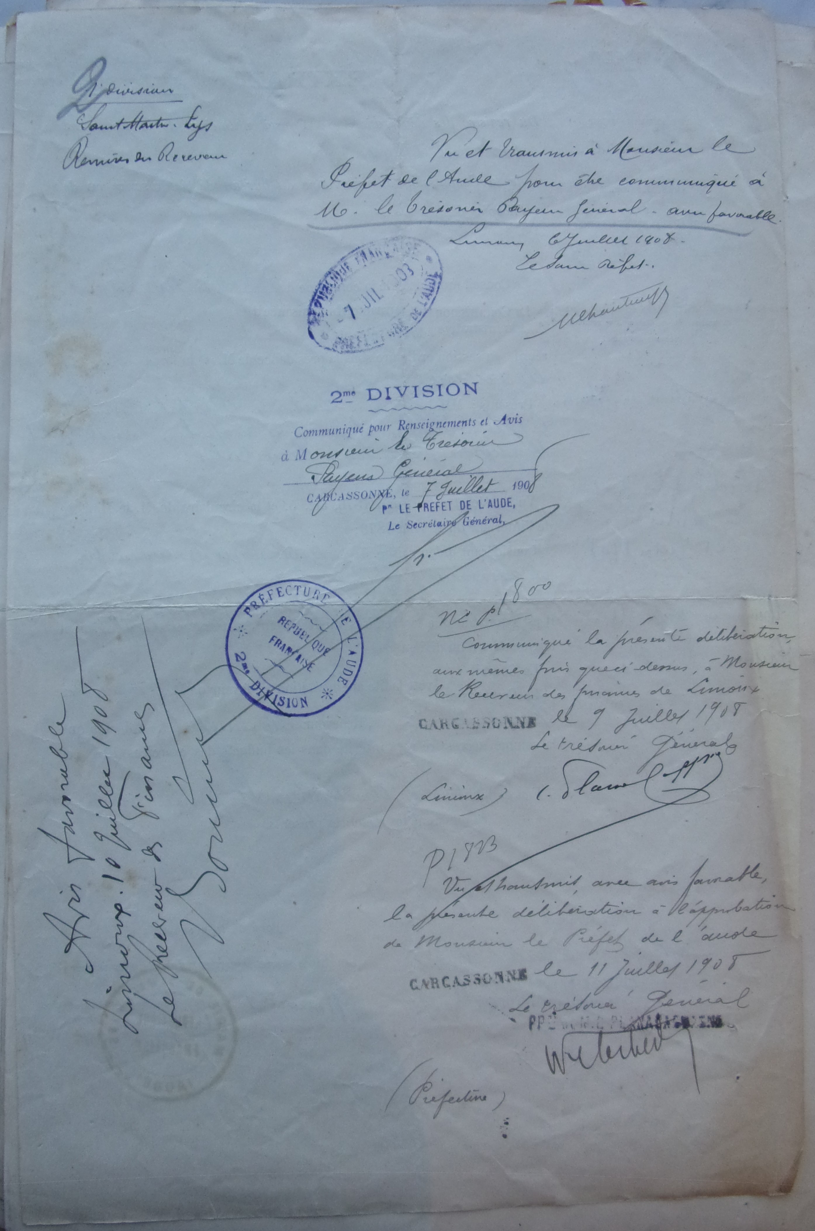 19080621 délibération conseil Augmentation du dixième des remises du Receveur municipal - convocation du 17 juin p2