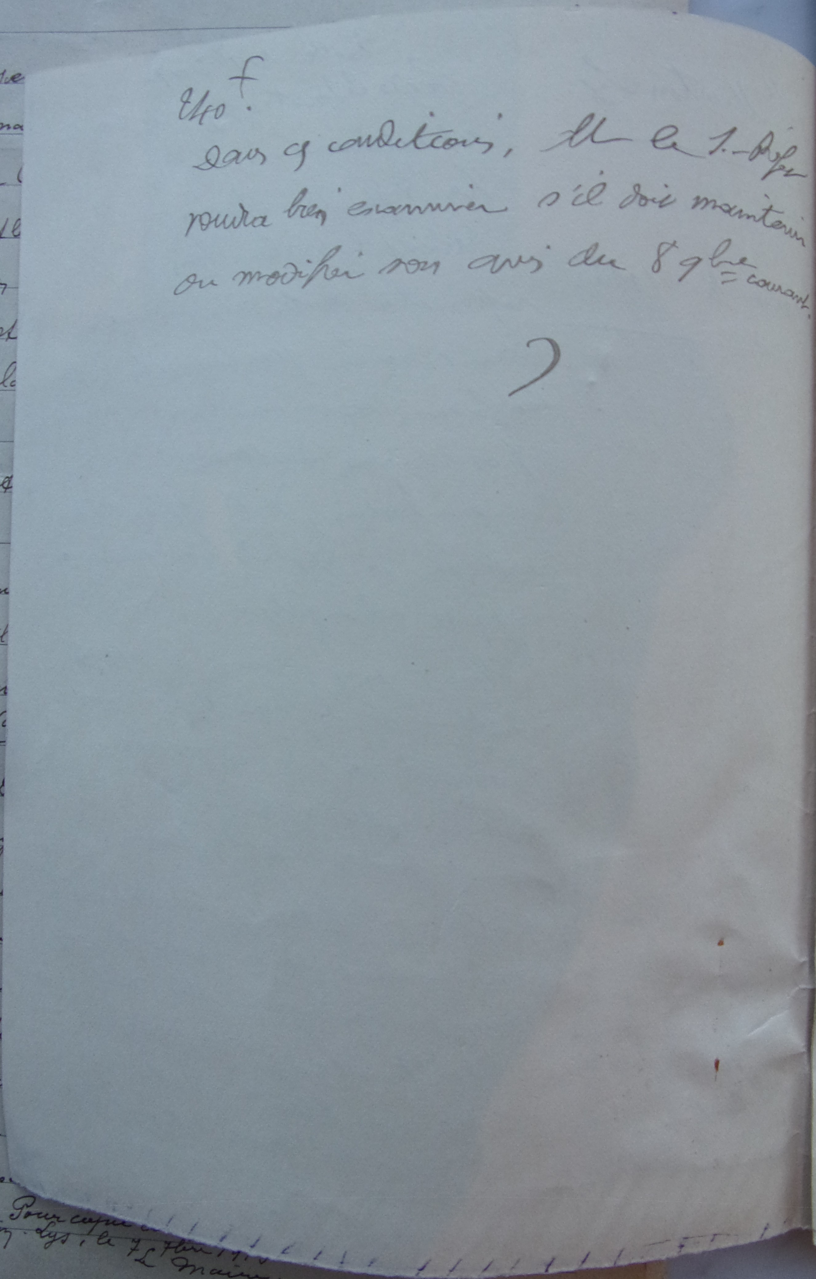 19091109 courrier au sous préfet accompagnant une délibération du conseil - augmentation du traitement du garde champêtre verso