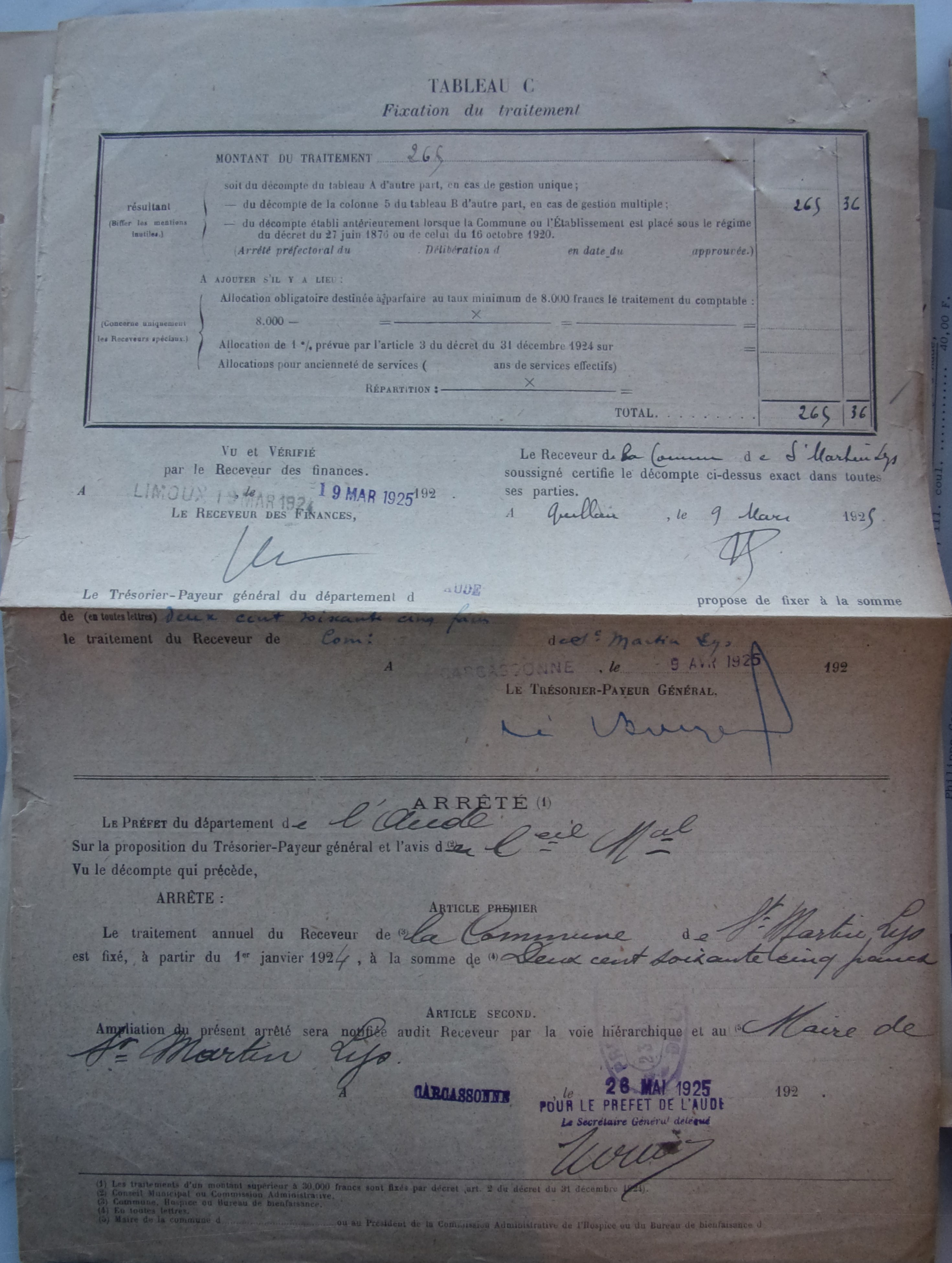 19250309 Décompte pour servir de base à la fixation du traitement du receveur de la commune p2