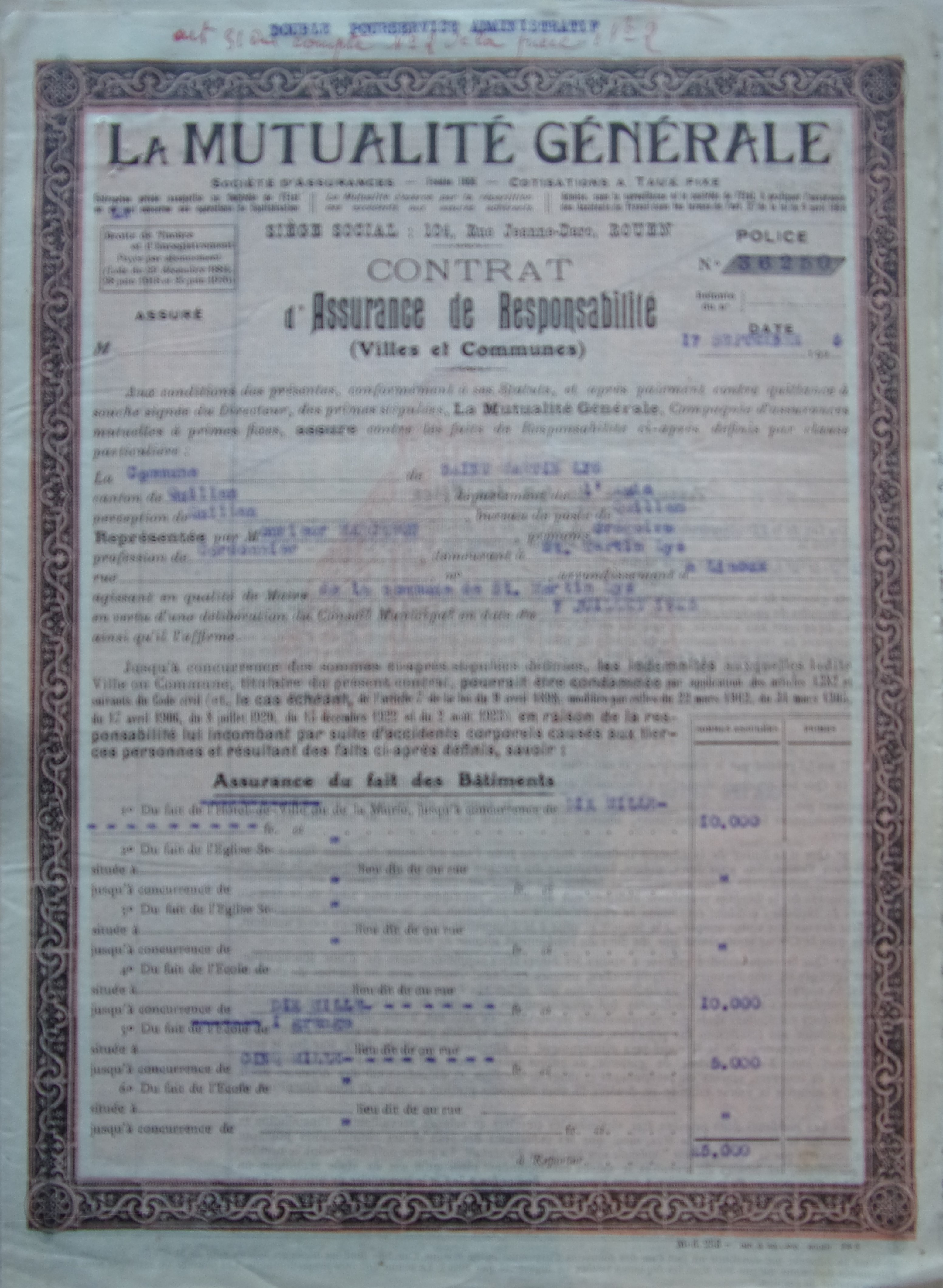 19250715 Contrat d'assurance Mutualité générale - fête et voierie p1