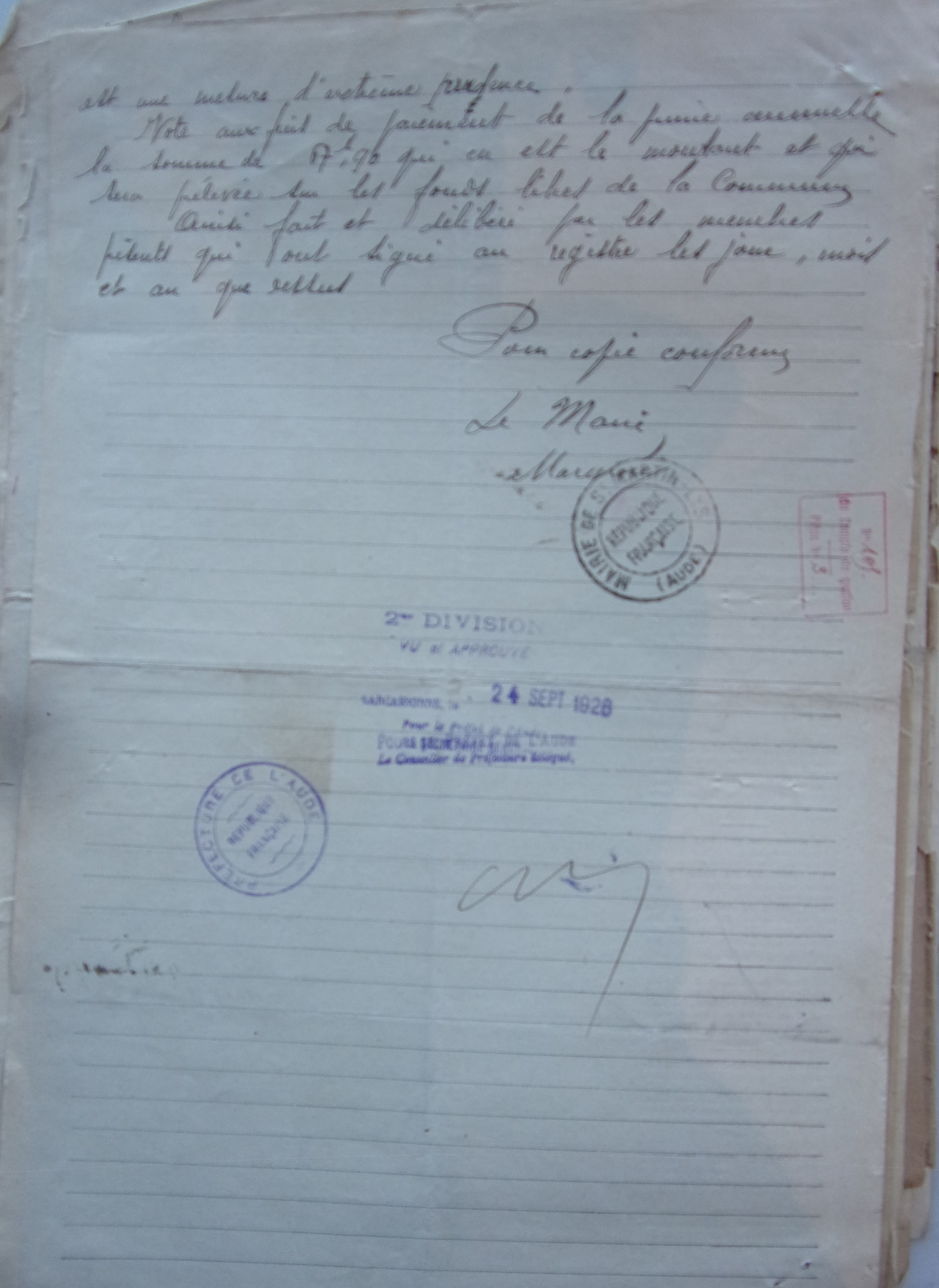 19260918 délibération conseil Assurance de responsabilité communale pd2
