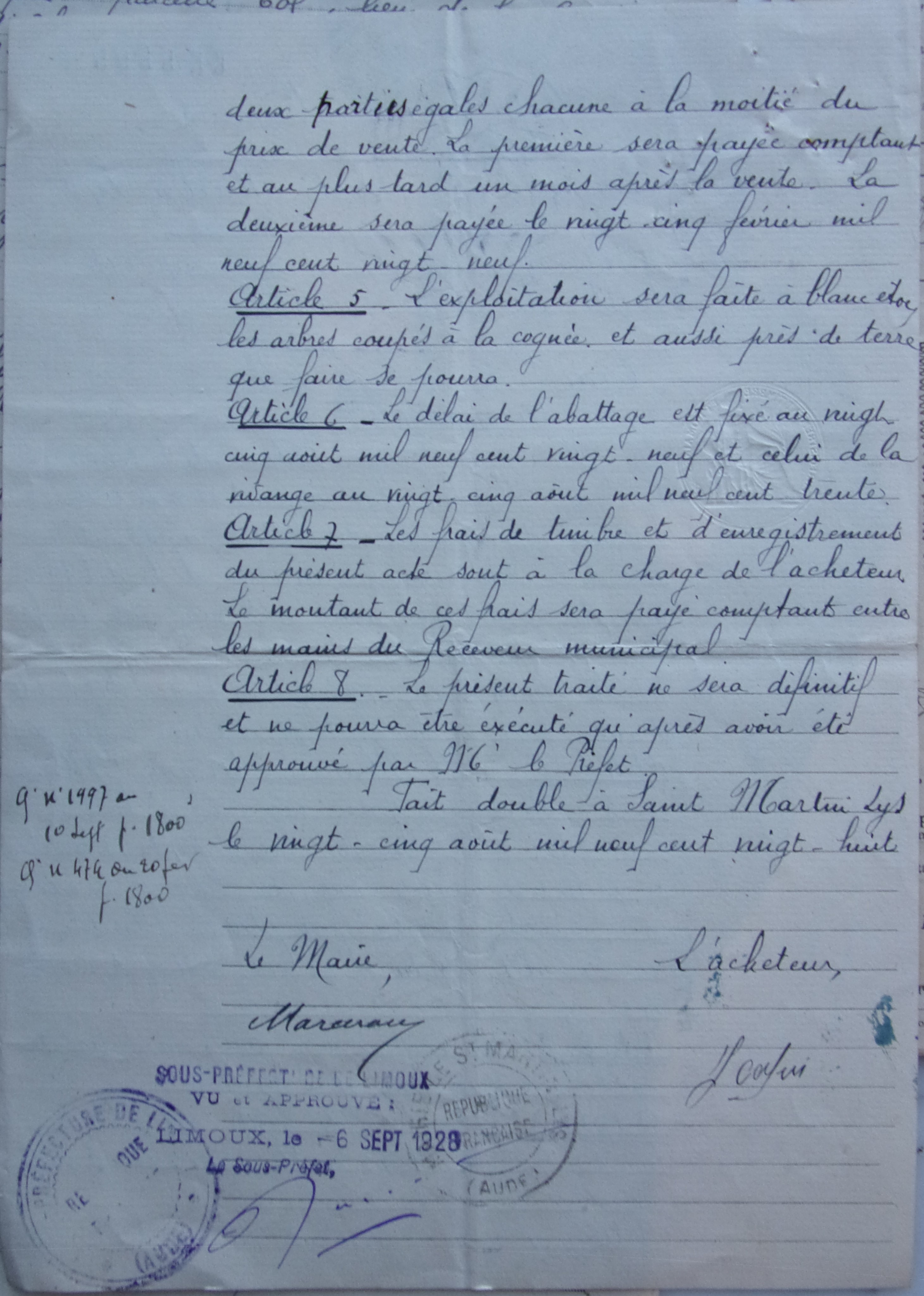 19280825 Vente à l'amiable d'une coupe de taillis de chêne vert Traité de gré à gré p2