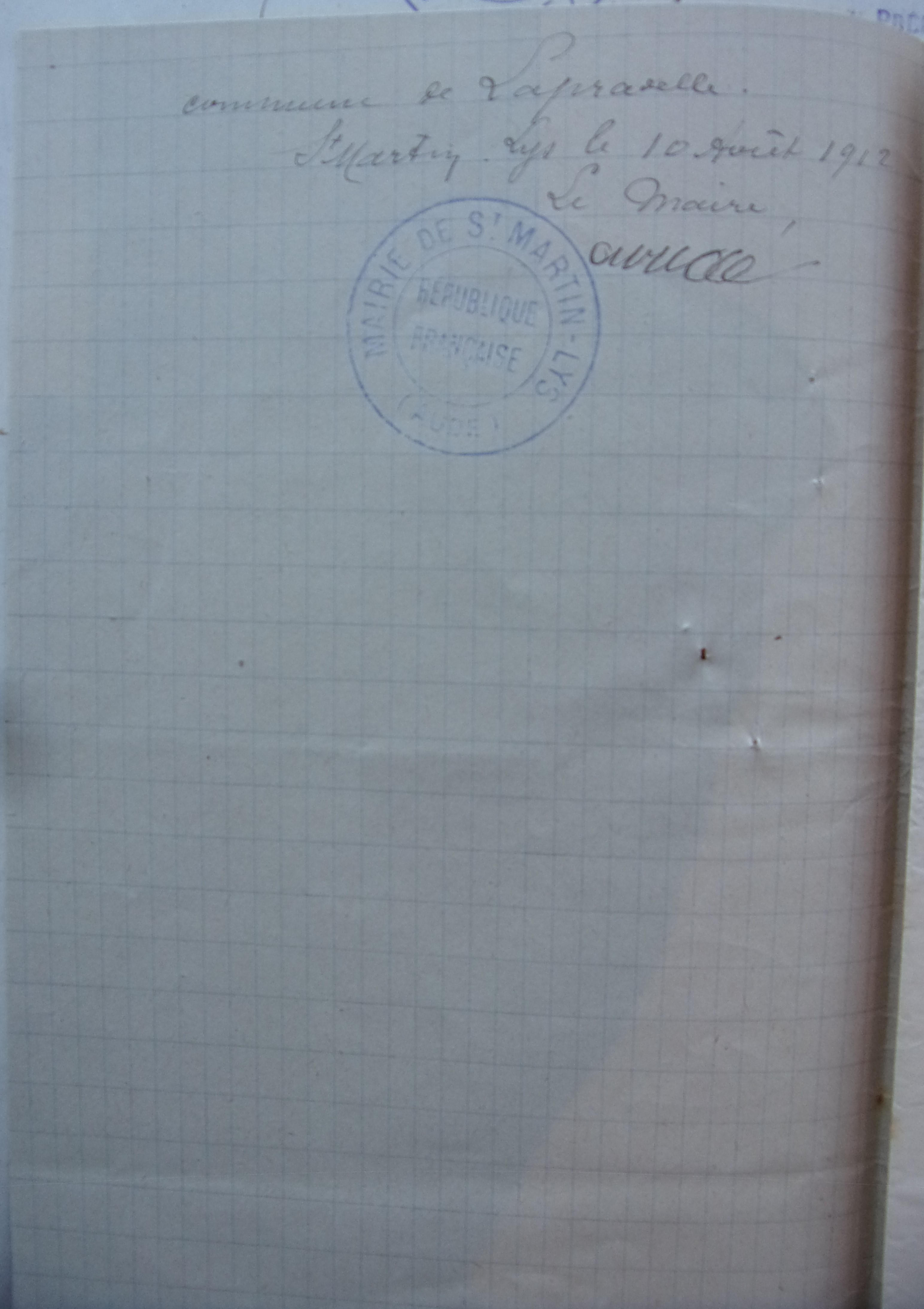 10 août 1912 - Réponse du Maire au Préfet sur la non urgence de l'élargissement du chemin de la Canalette p2