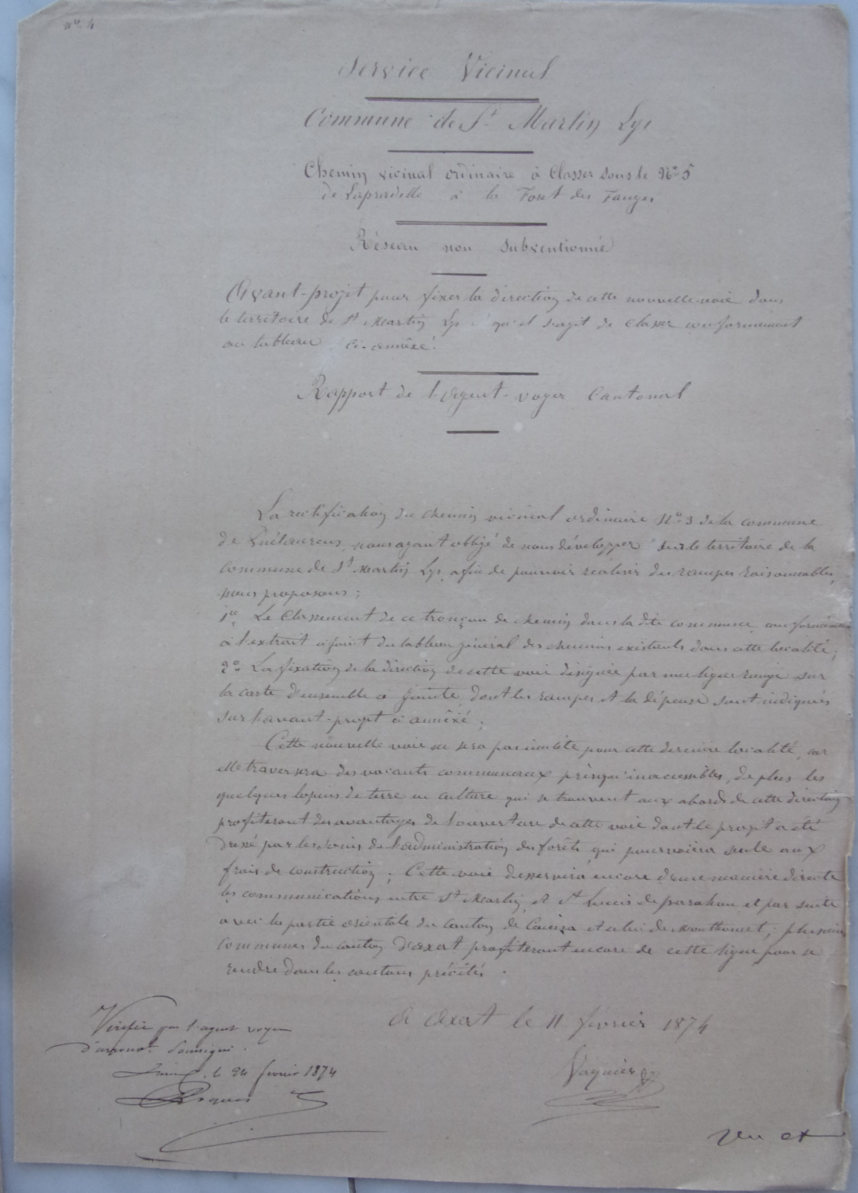 18740211 Rapport agent voyer cantonal Chemin vicinal entre Pas du loup et col de Quillan p1 100_9099