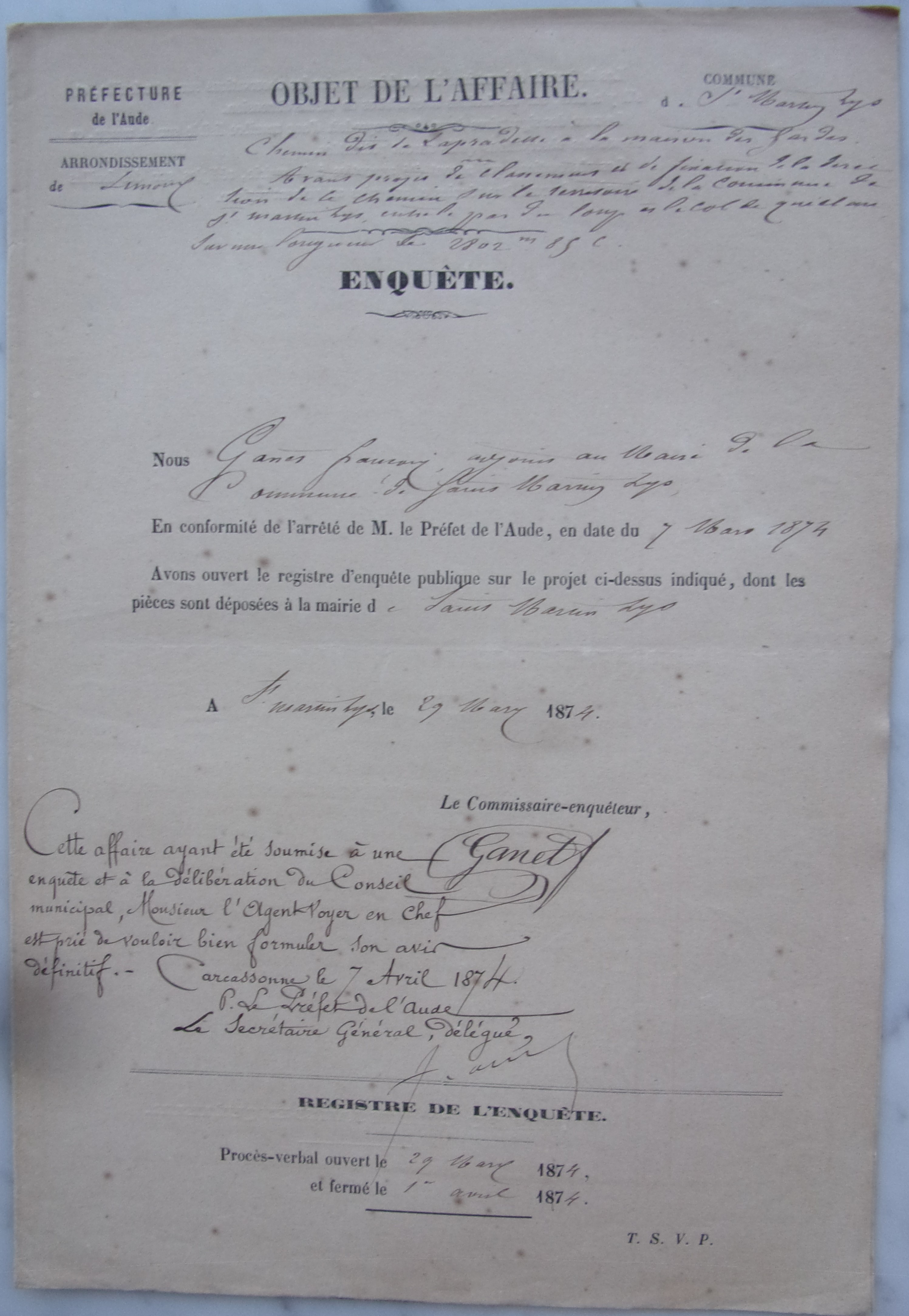 18740329 Enquête Chemin vicinal entre Pas du loup et col de Quillan p1 100_9104