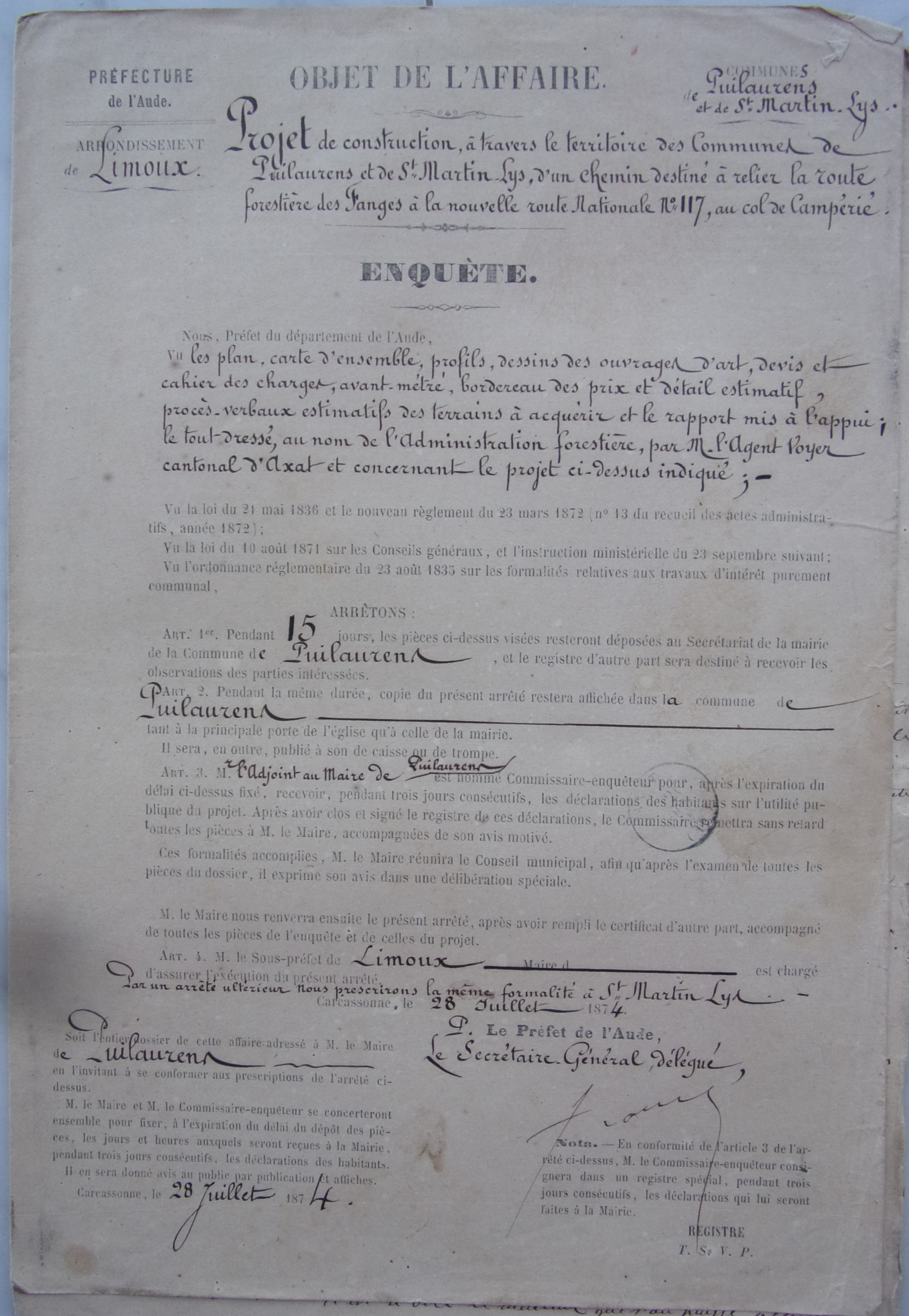 18740728 Enquête Chemin vicinal entre Pas du loup et col de Quillan p1 100_9094