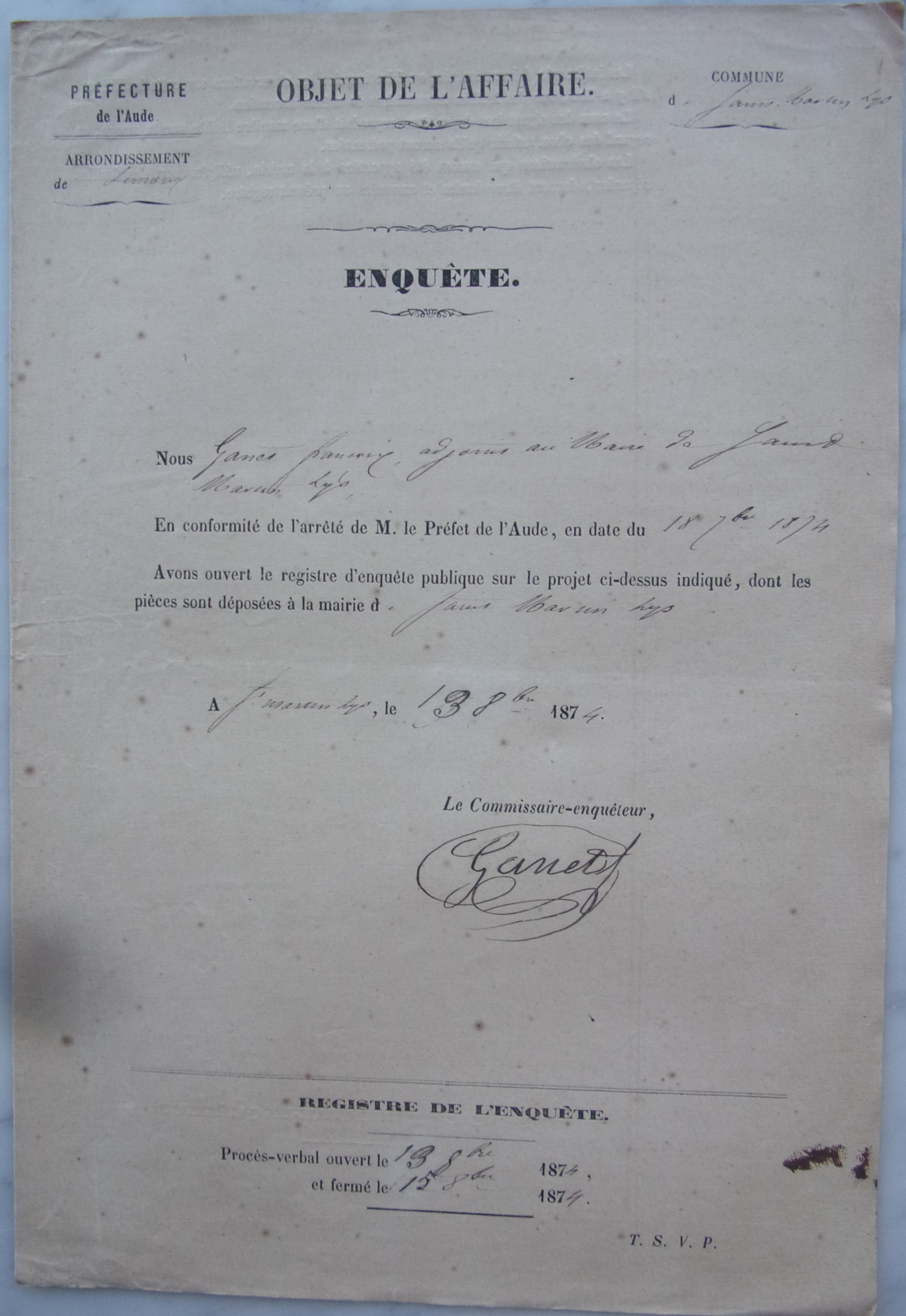 18740813 Enquête Chemin vicinal entre Pas du loup et col de Quillan p1 100_9089