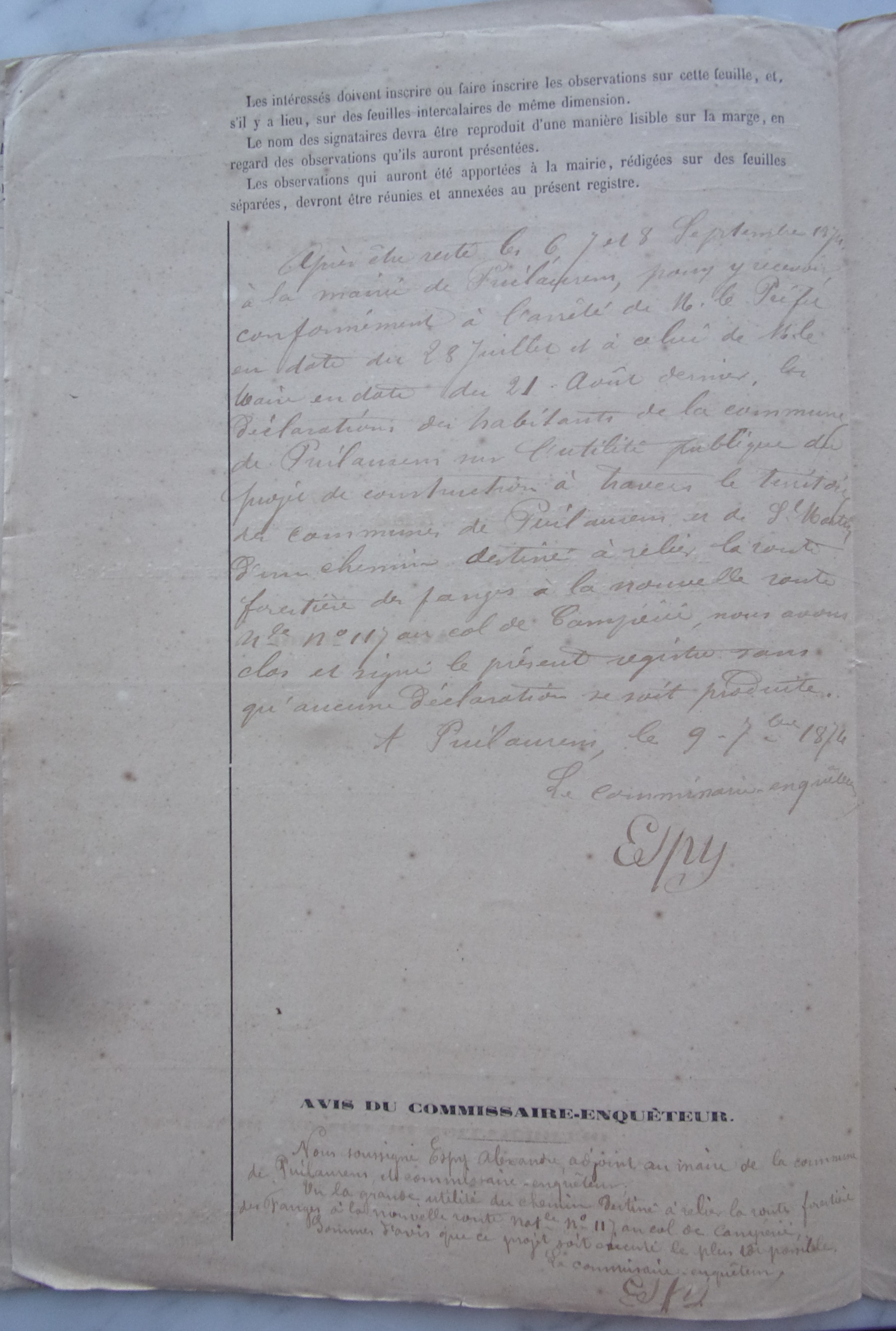 18740906 Enquête Chemin vicinal entre Pas du loup et col de Quillan p2 100_9086