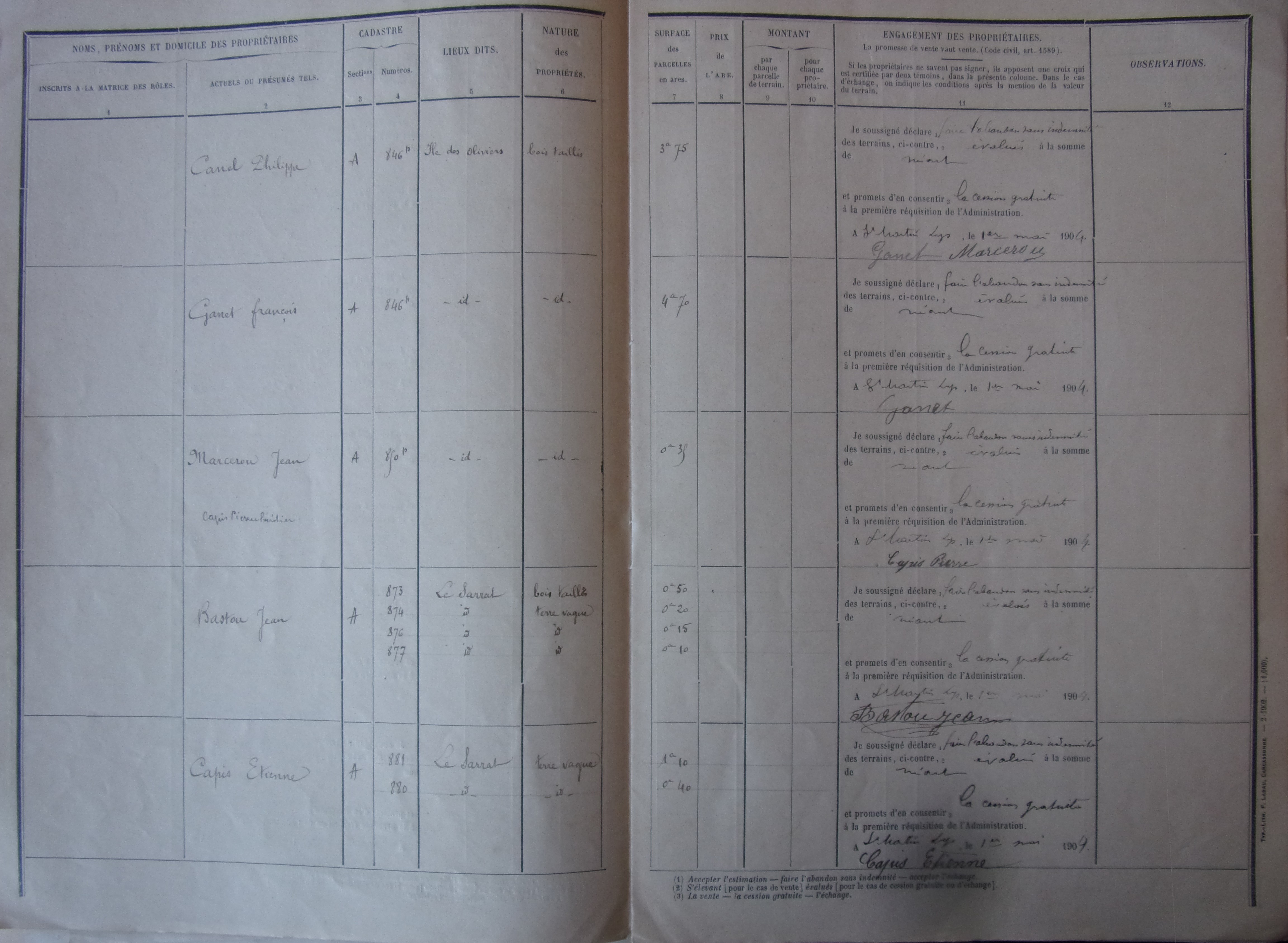 19031201 Procès Verbal estimatif des terrains Construction du chemin rural de Planèzes p3 100_8890