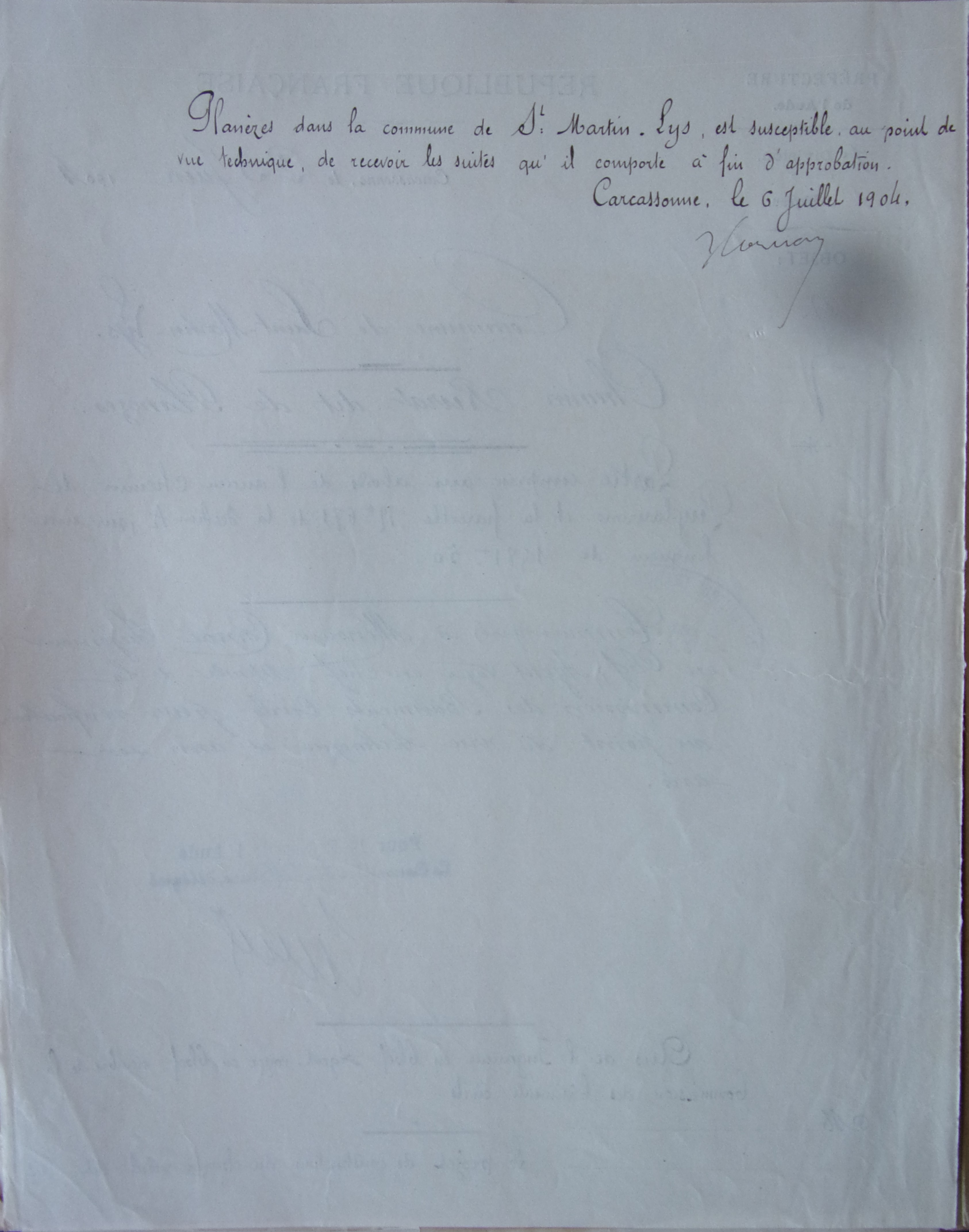 19040623 Communication à L'ingénieur en chef, agent voyer en chef, membres de la commission des batiments Construction du chemin rural de Planèze p2 100_8905