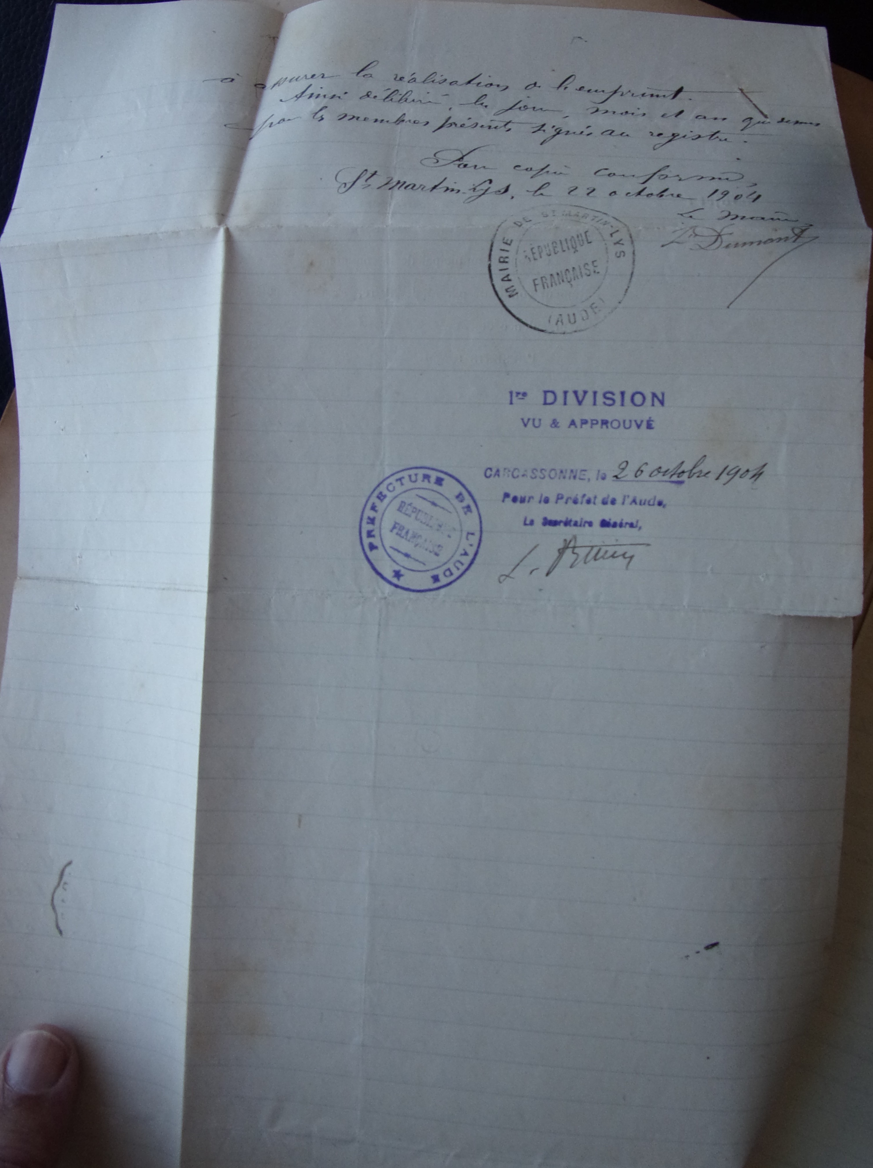 19041020 délibération conseil Vote d'un emprunt de 4100F à contracter au crédit foncier de France construction chemin rural de Planèze p2 100_8832