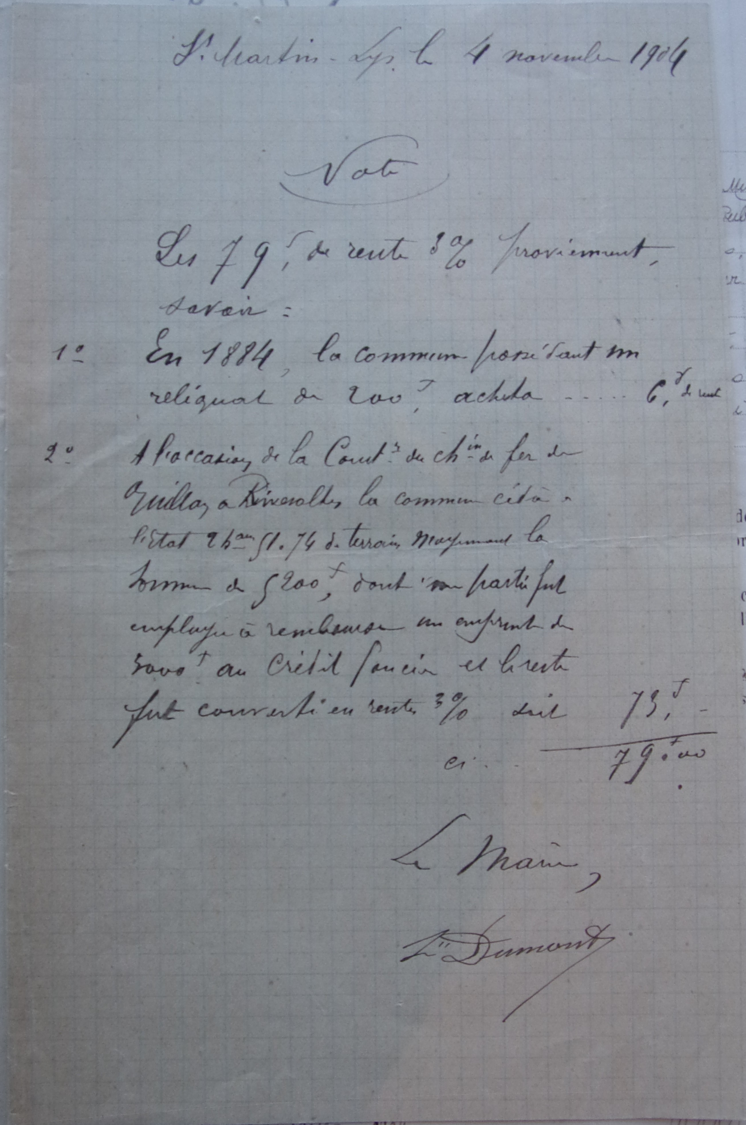 19041104 Note du maire sur l'aliénation d'un titre de rente 100_4818