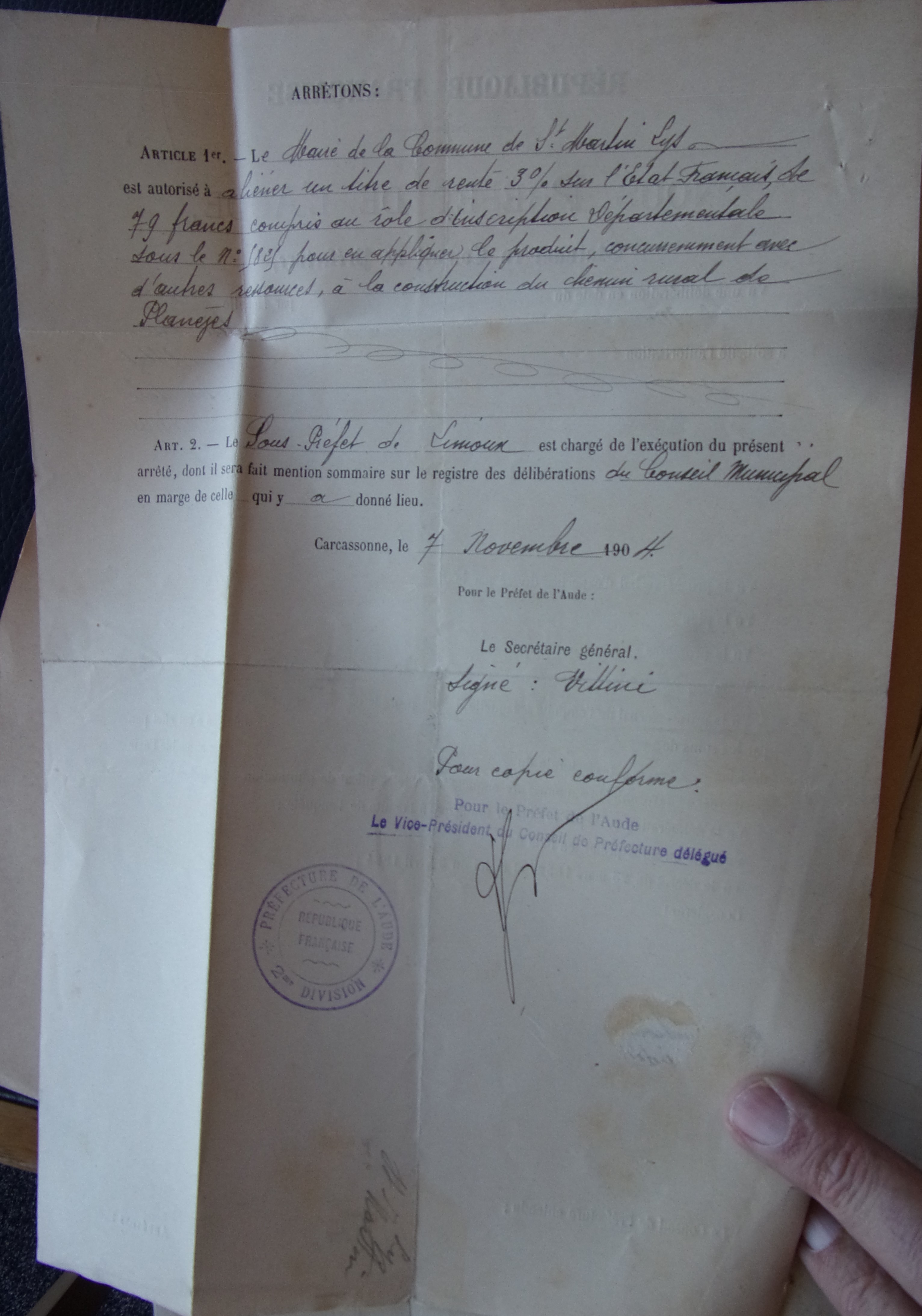 19041107 Conseil de Préfecture Construction d'un chemin rural de St Martin à Planèze p2 100_8829