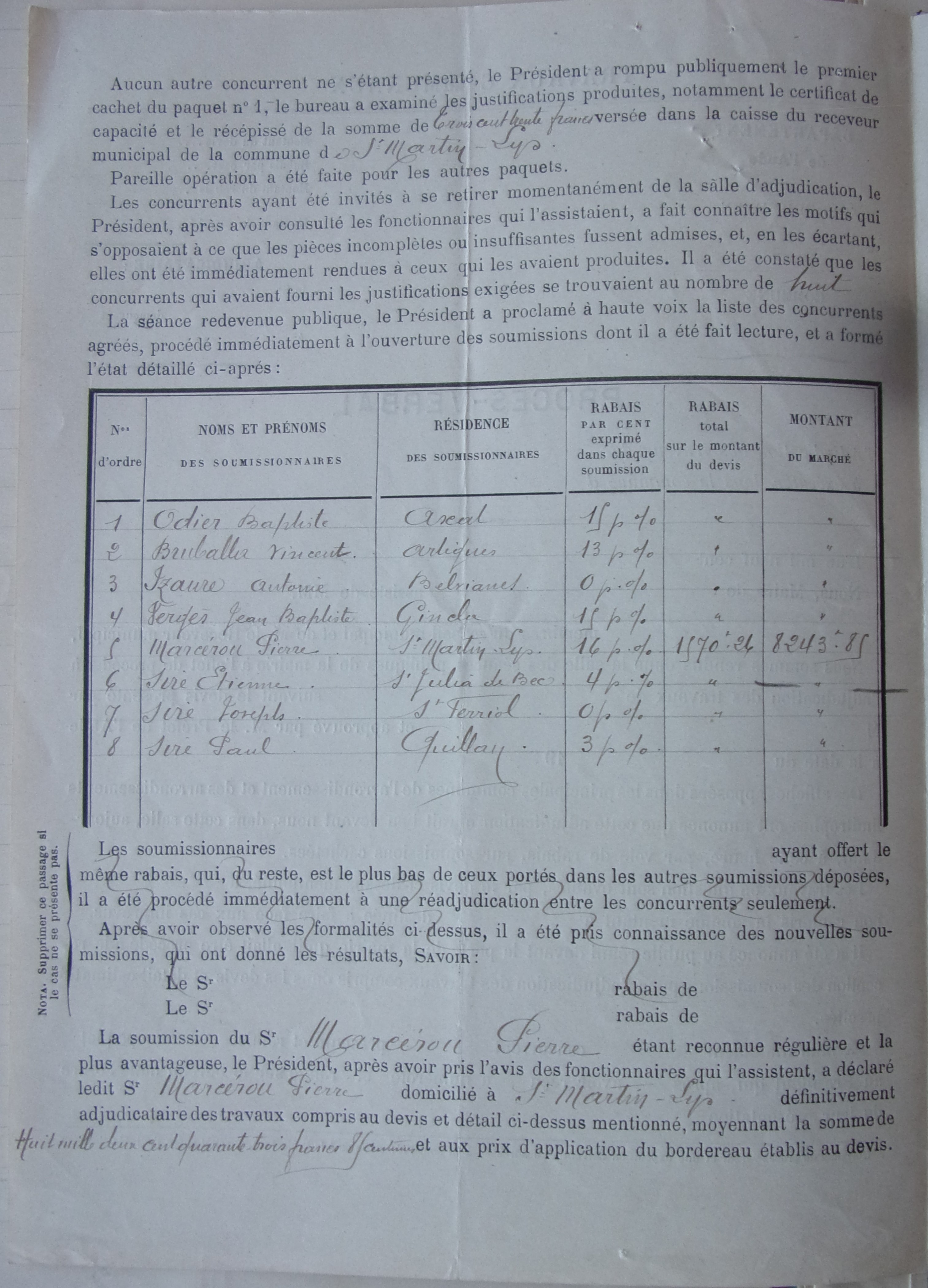 19041204 Procès verbal adjudication Rectification du chemin rural de Planèzes p2 100_8881