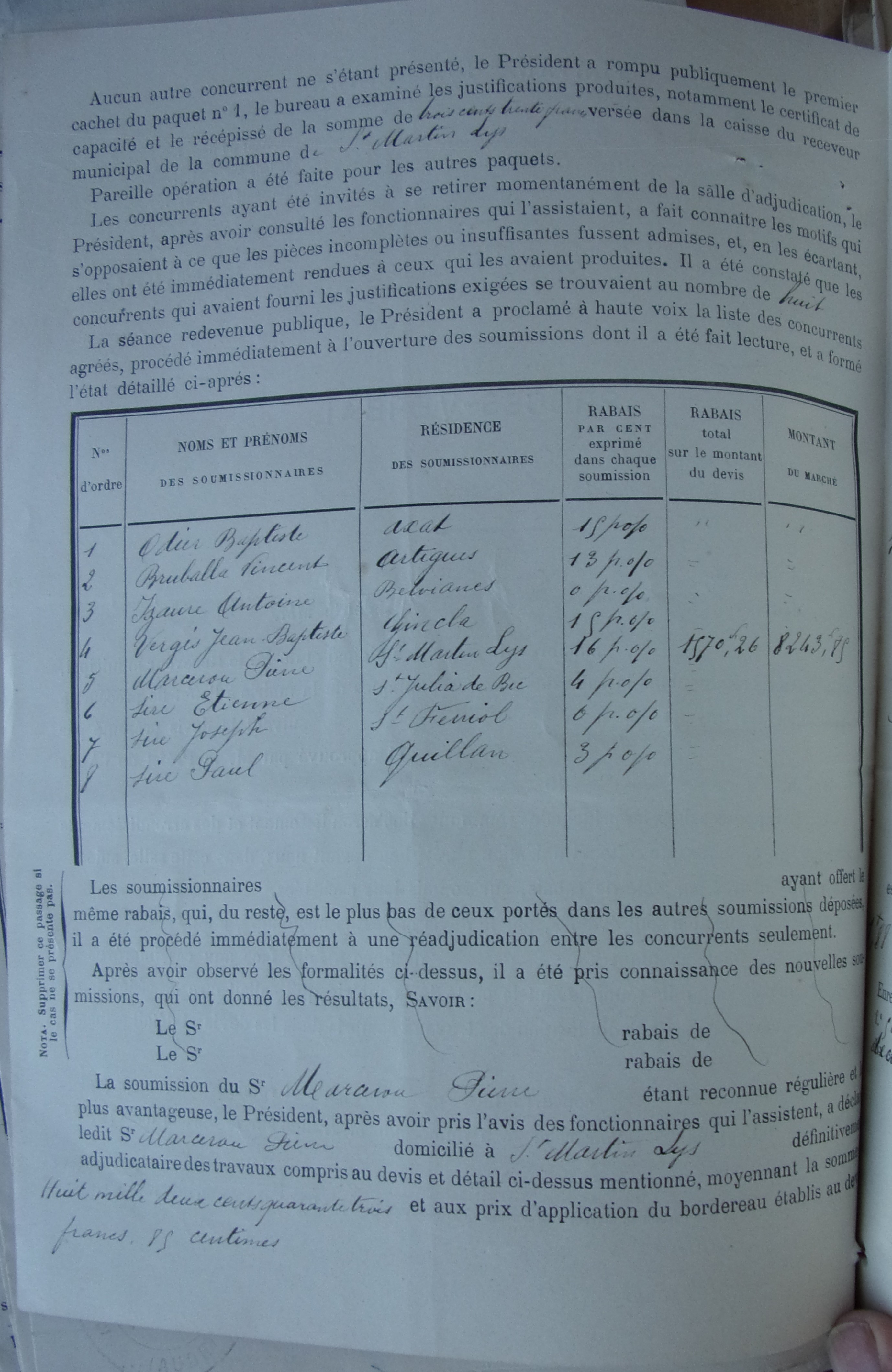 19041215 Procès verbal Adjudication travaux Construction chemin rural de Planèze p2 100_8849