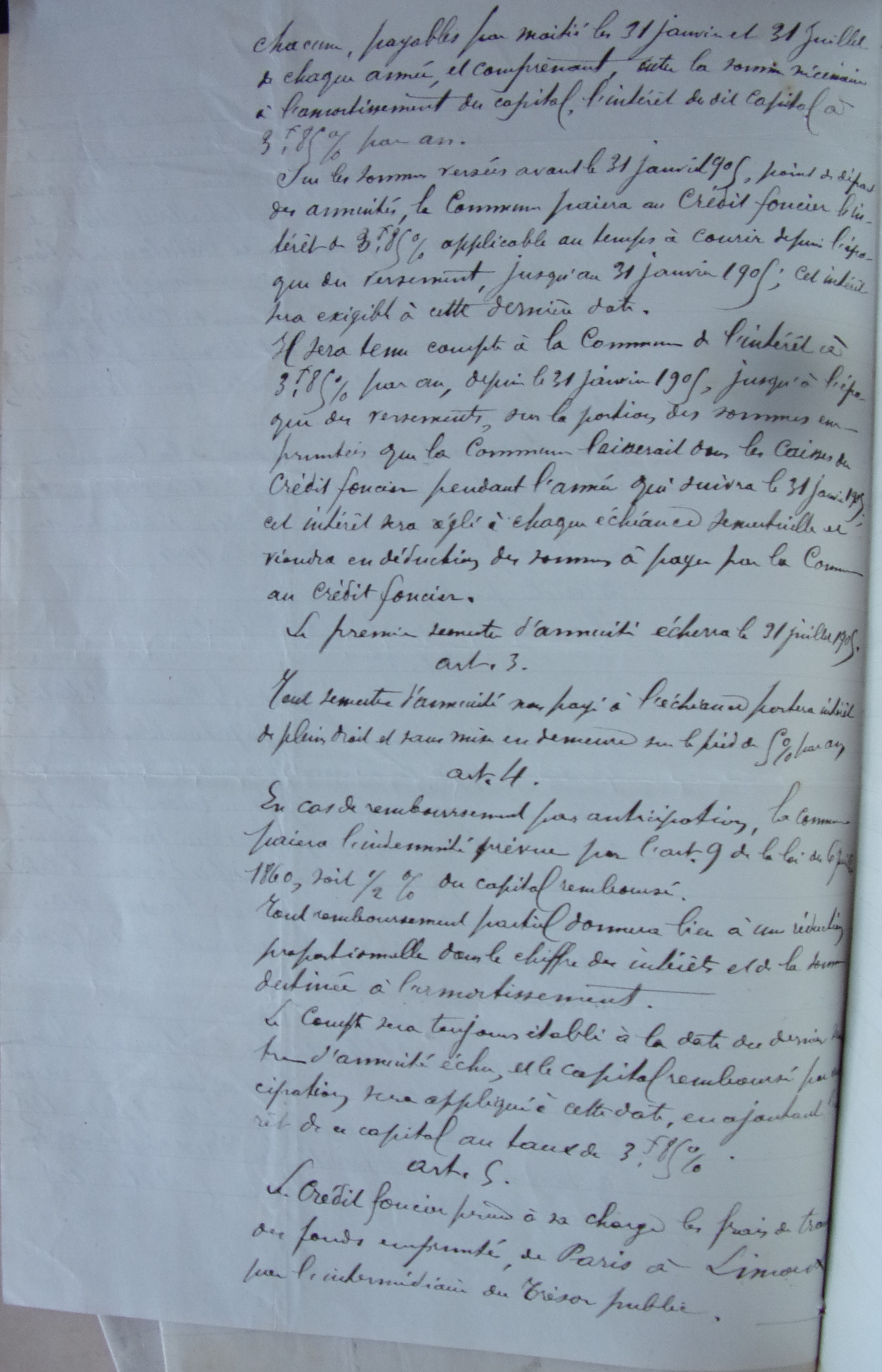 19050622 Contrat d'emprunt au crédit foncier de France Construction chemin rural de Planèze p2 100_8834