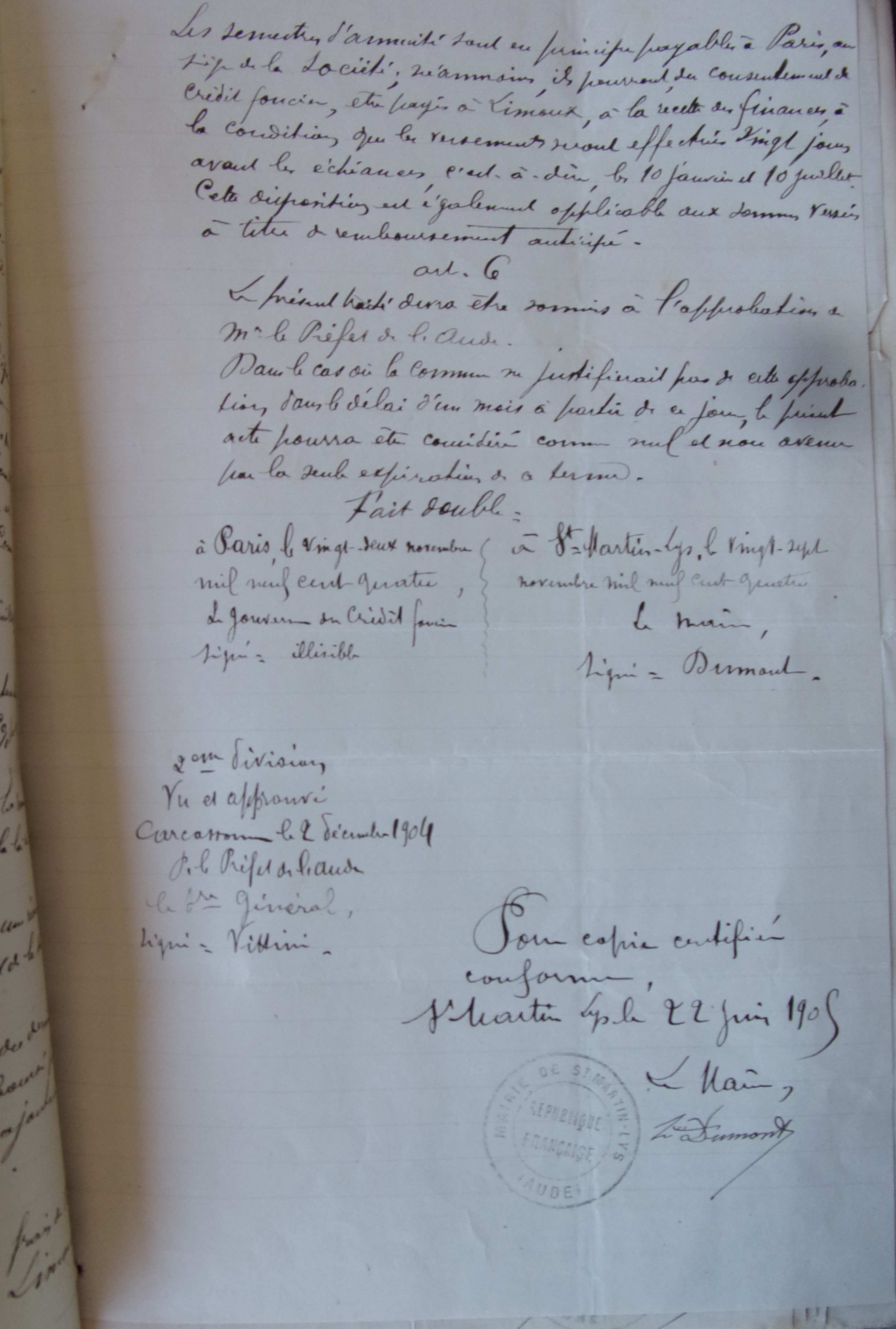 19050622 Contrat d'emprunt au crédit foncier de France Construction chemin rural de Planèze p3 100_8836