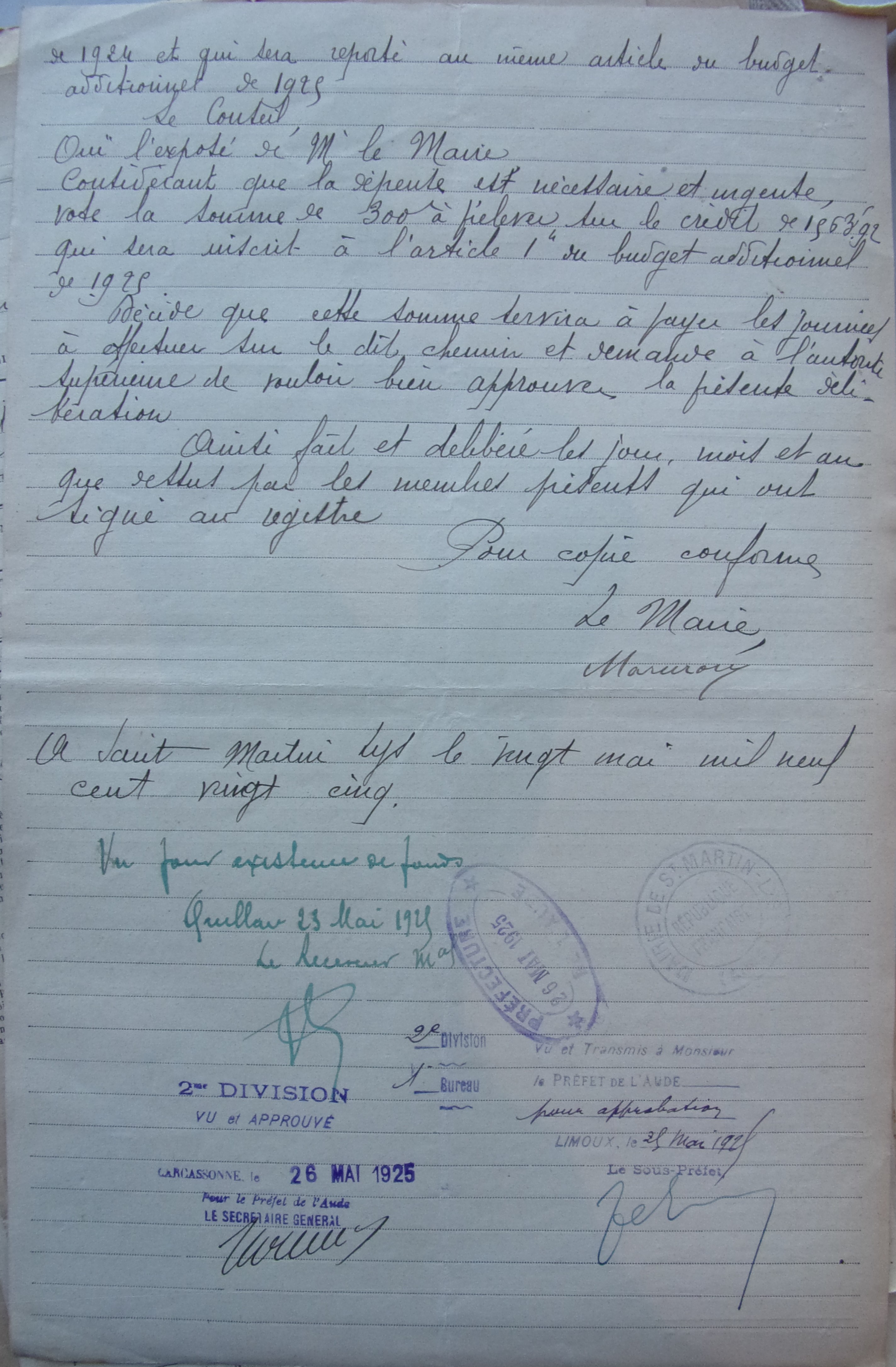 19250519 délibération conseil Réparation du chemin de Planèze p2 100_4657