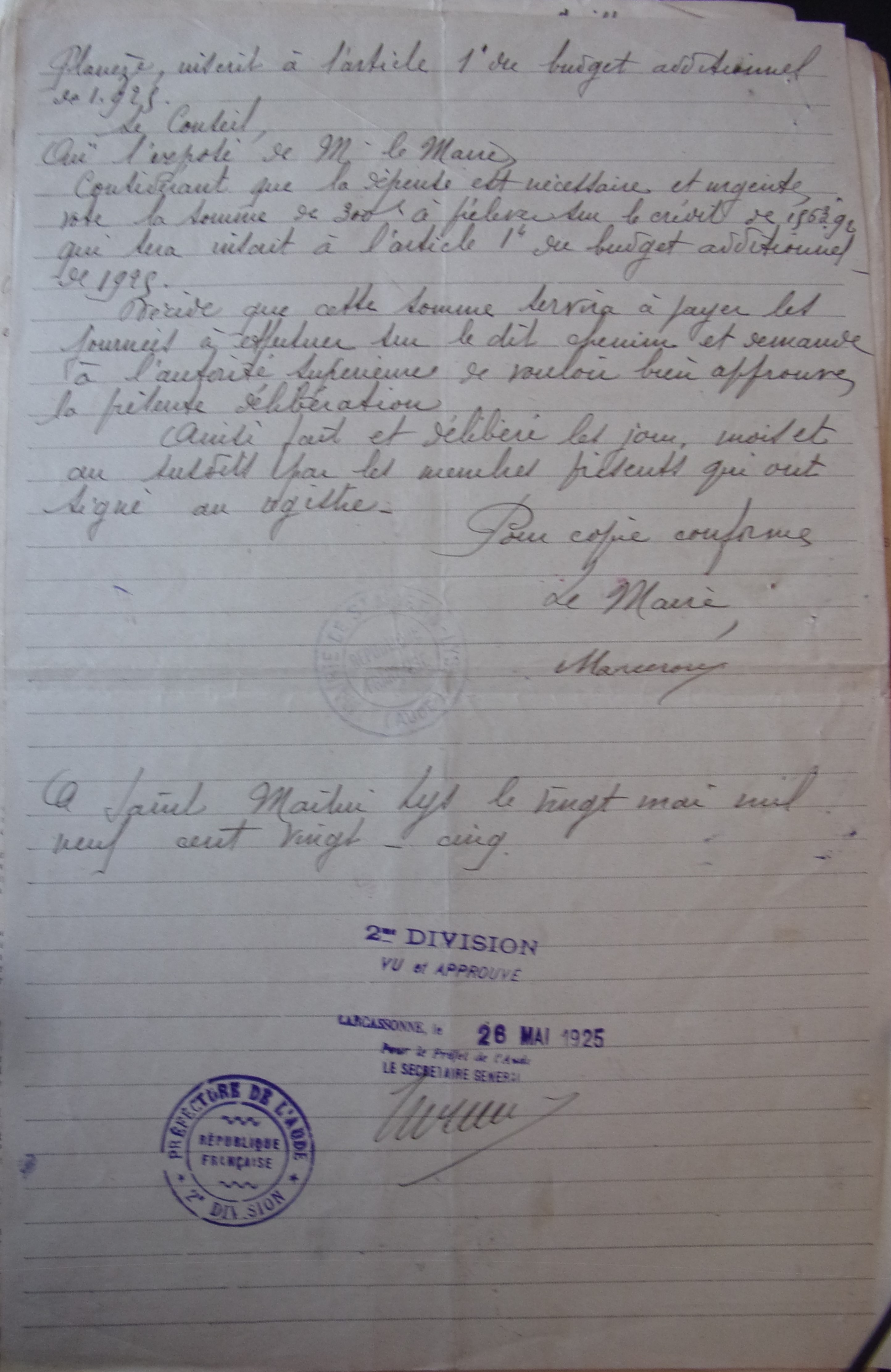 19250519 délibération conseil Réparation du chemin de planèze p2 100_9007
