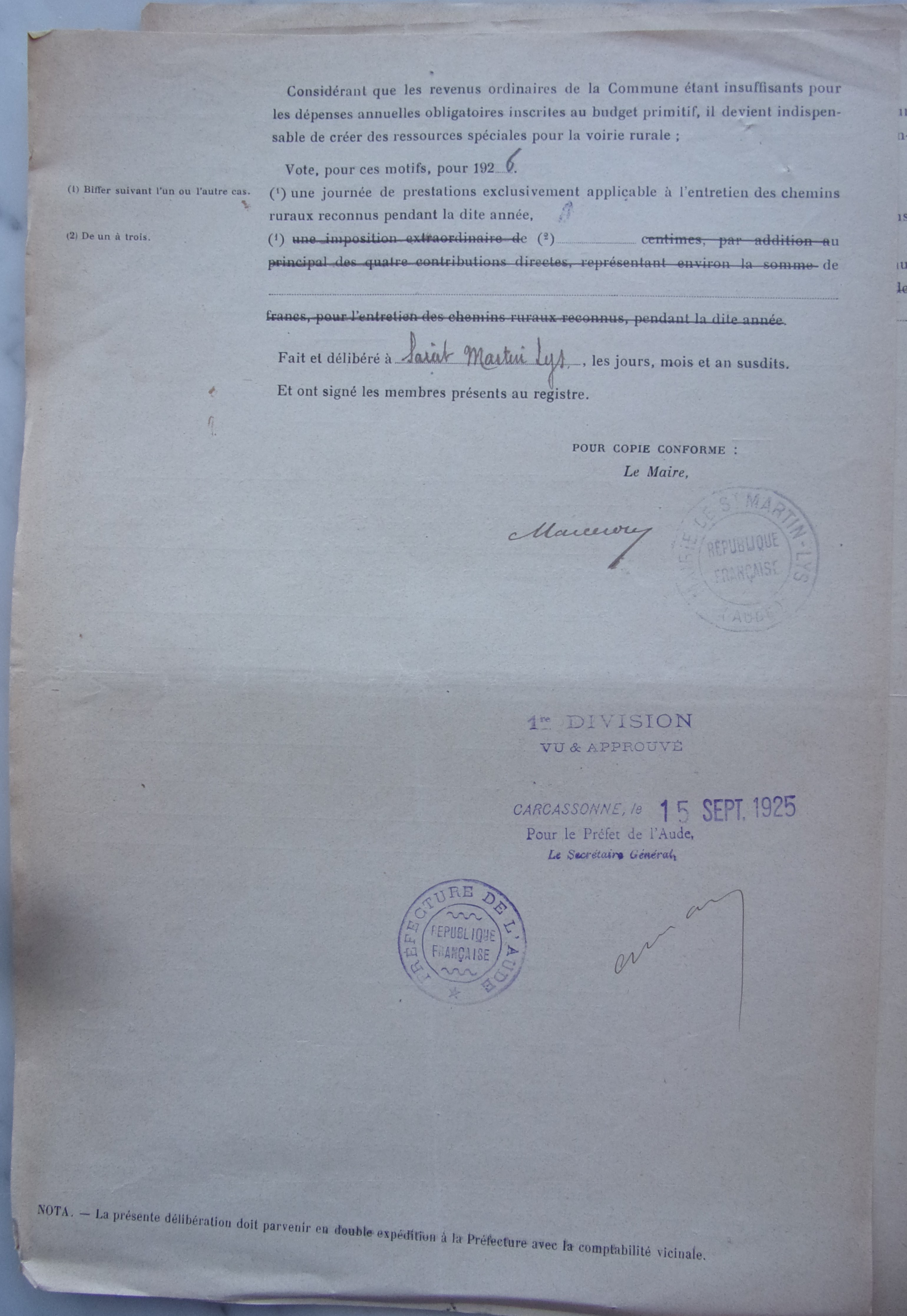 19250529 délibération conseil Taxe pour chemin vicinaux P2 100_9072